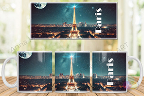 Nighttime Eiffel Tower mug