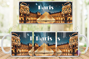 Louvre Mug at Night
