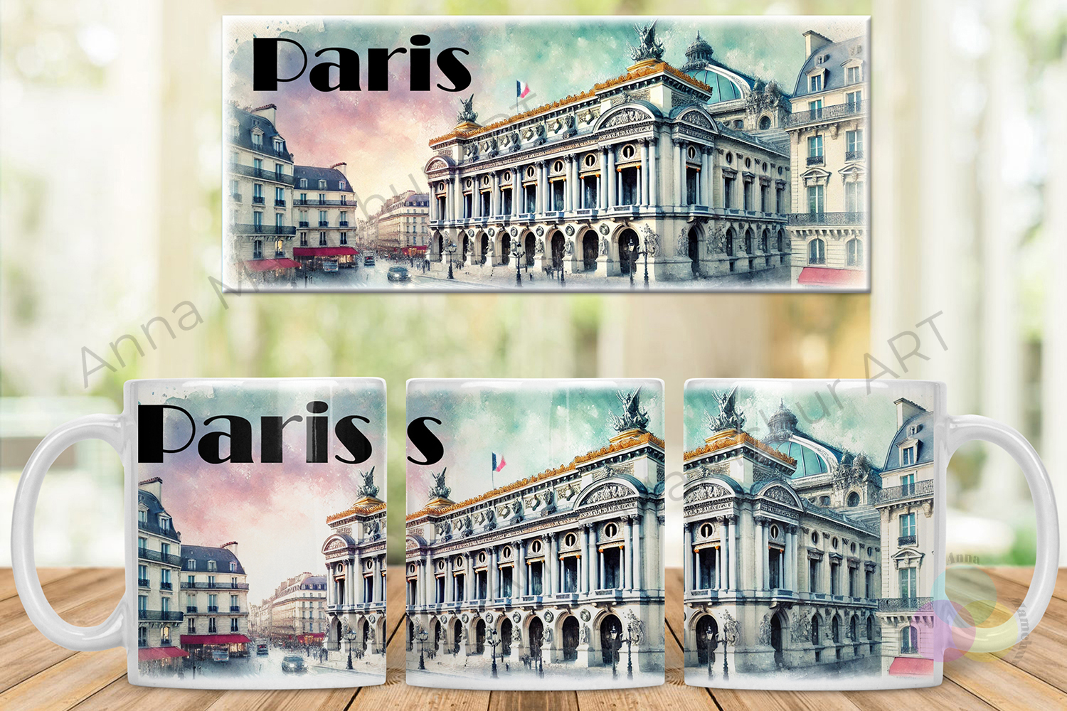 Opéra Garnier Mug mockup, watercolor style – 010PAA01M