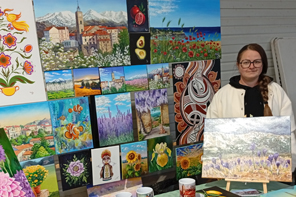 Marché de Noël à Saint-Laurent-de-Cerdans — stand artistique d’Anna Mamchur