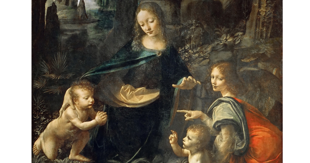 Reproduction de «La Vierge aux rochers» de Léonard de Vinci au Louvre — 100 peintures du Louvre