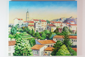 Matin à Saint-Laurent-de-Cerdans — peinture acrylique d'Anna Mamchur