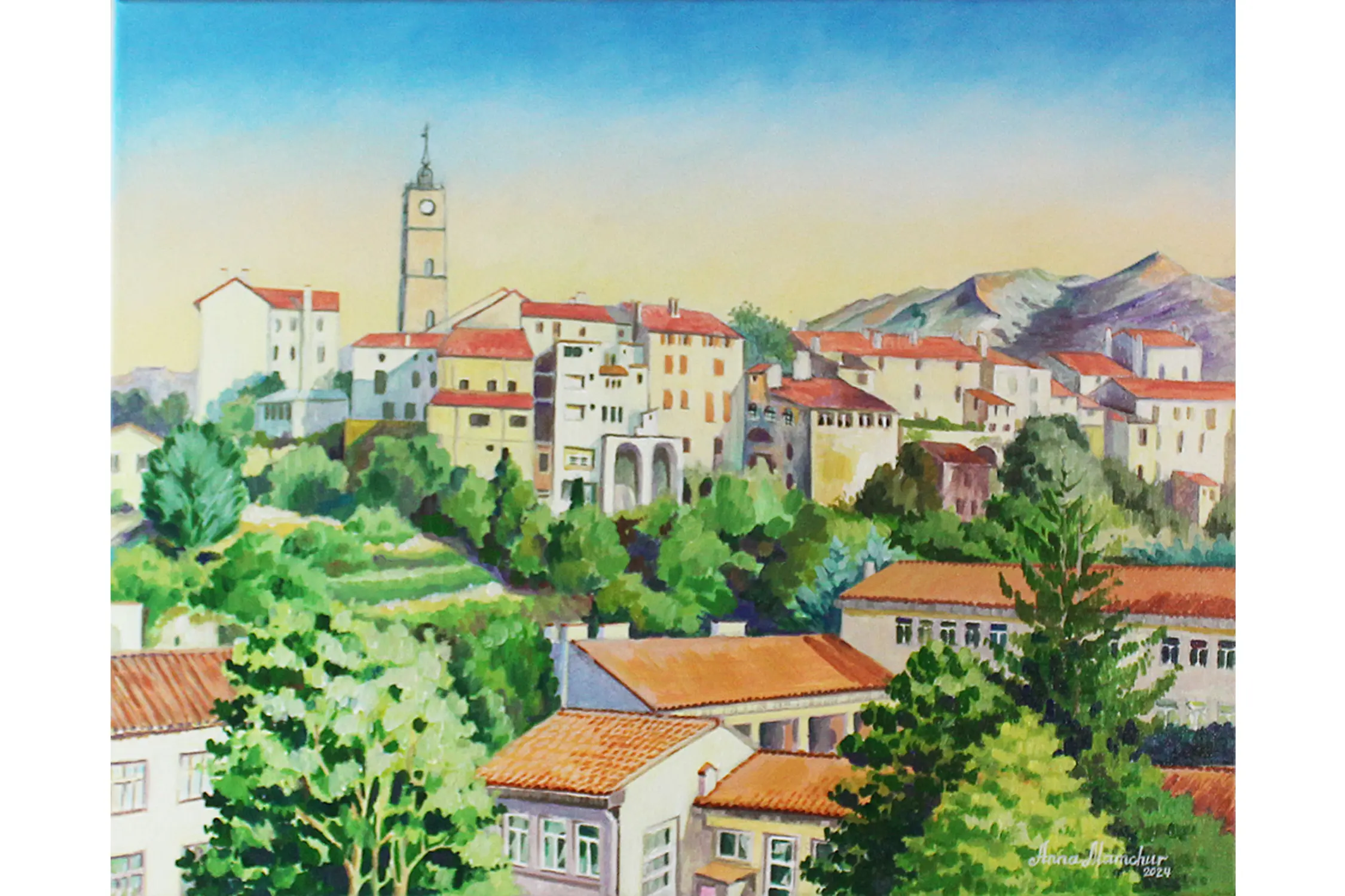 Matin à Saint-Laurent-de-Cerdans — peinture acrylique d’Anna Mamchur — image principale