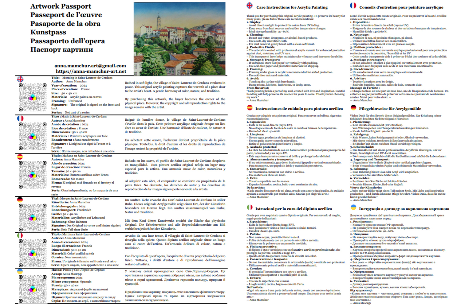 Matin à Saint-Laurent-de-Cerdans — Passeport de l'œuvre