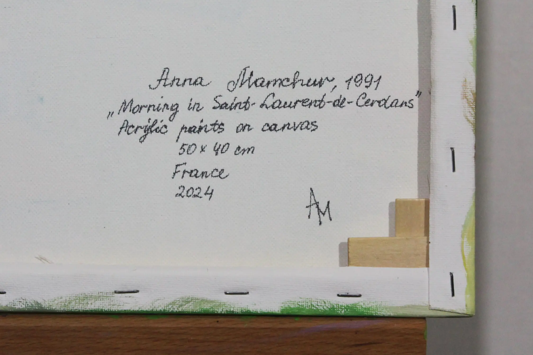 Matin à Saint-Laurent-de-Cerdans — peinture acrylique d’Anna Mamchur — signature au verso
