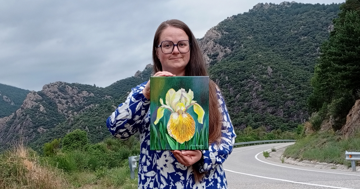 Iris jaune — Peinture acrylique d’Anna Mamchur