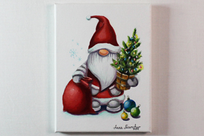 Lutin de Noël avec sapin — peinture acrylique d'Anna Mamchur