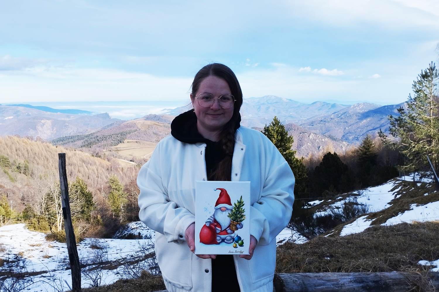 Lutin de Noël avec sapin — tenu par l’artiste