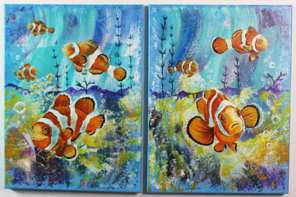 Couleurs de l’océan — diptyque acrylique d’Anna Mamchur