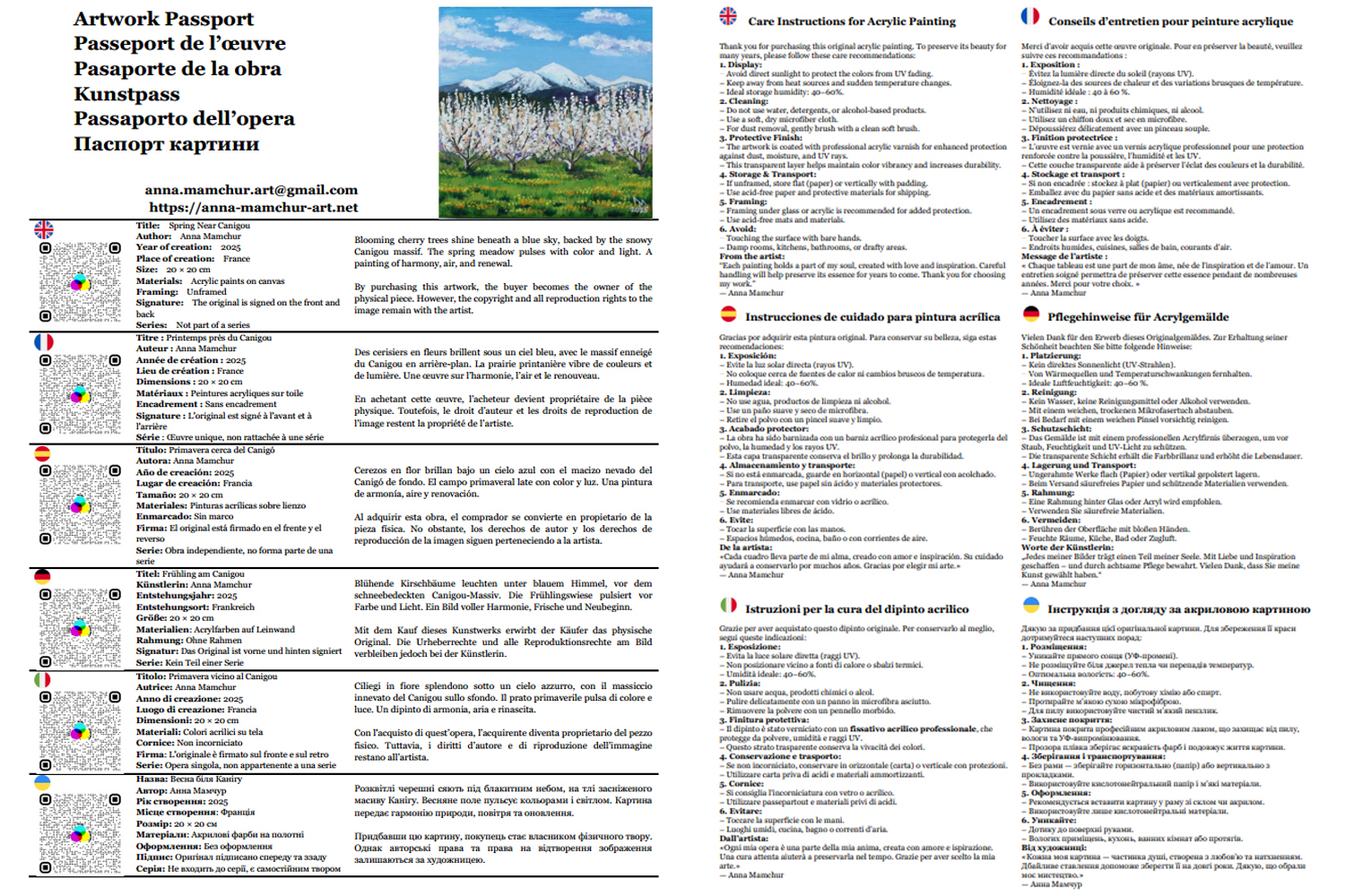 Printemps près du Canigou — Passeport de l’œuvre