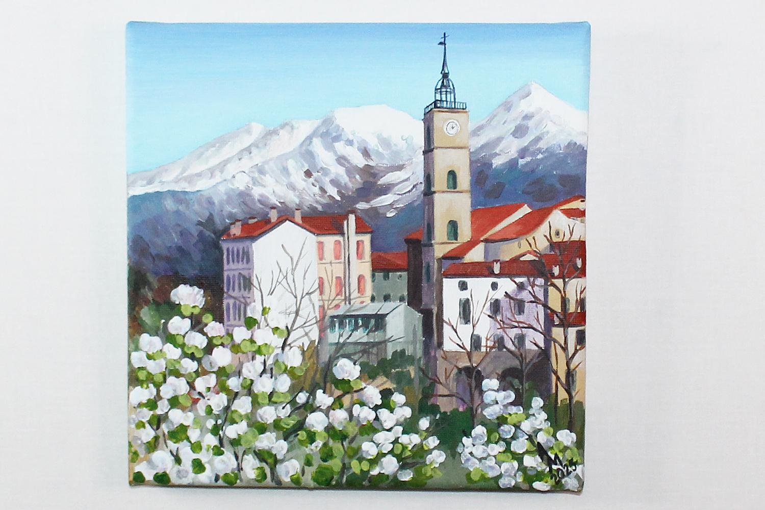 Printemps dans un village de montagne — peinture acrylique par Anna Mamchur - vue principale
