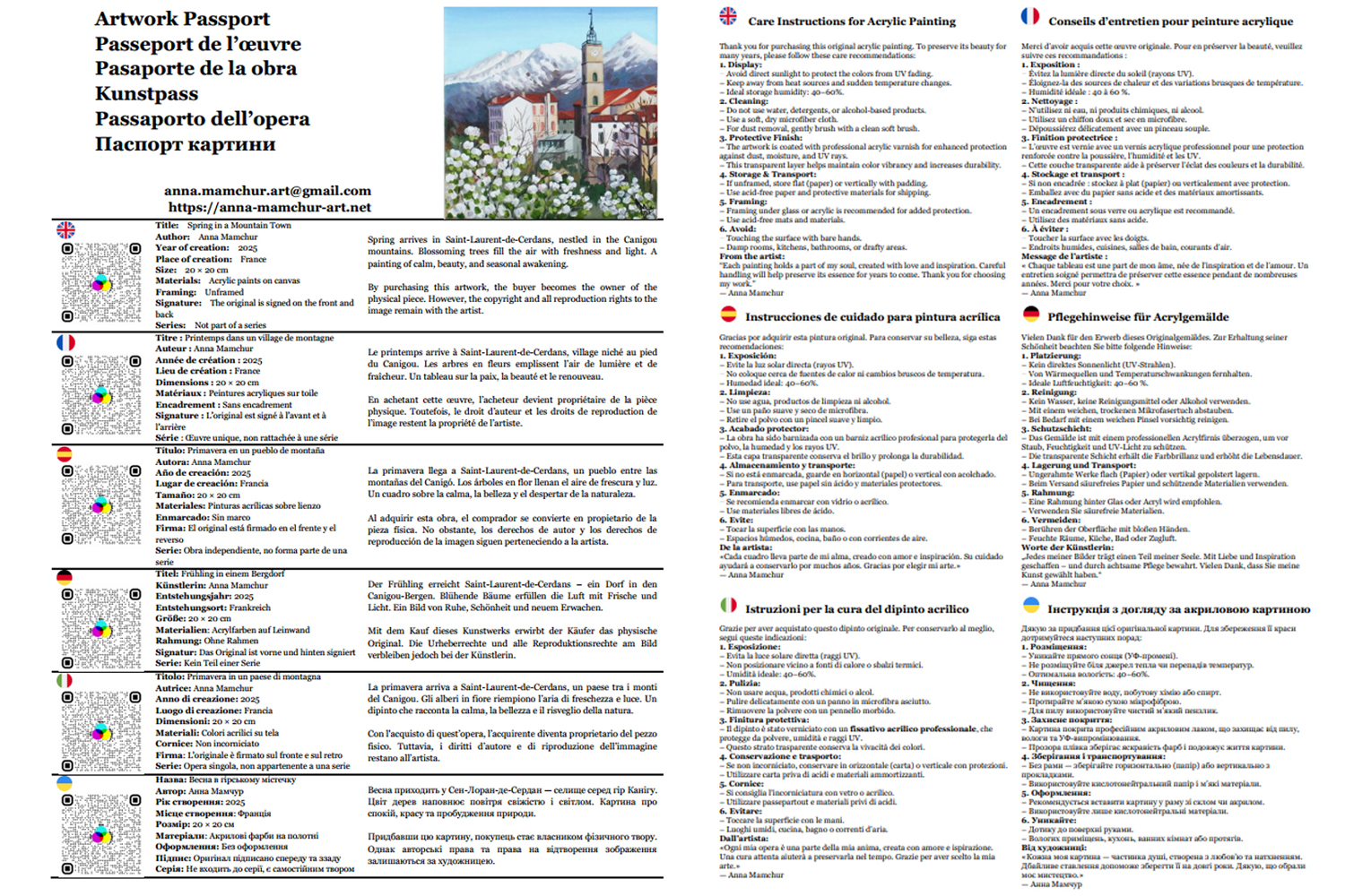 Printemps dans un village de montagne — peinture acrylique par Anna Mamchur — Passeport de l’œuvre