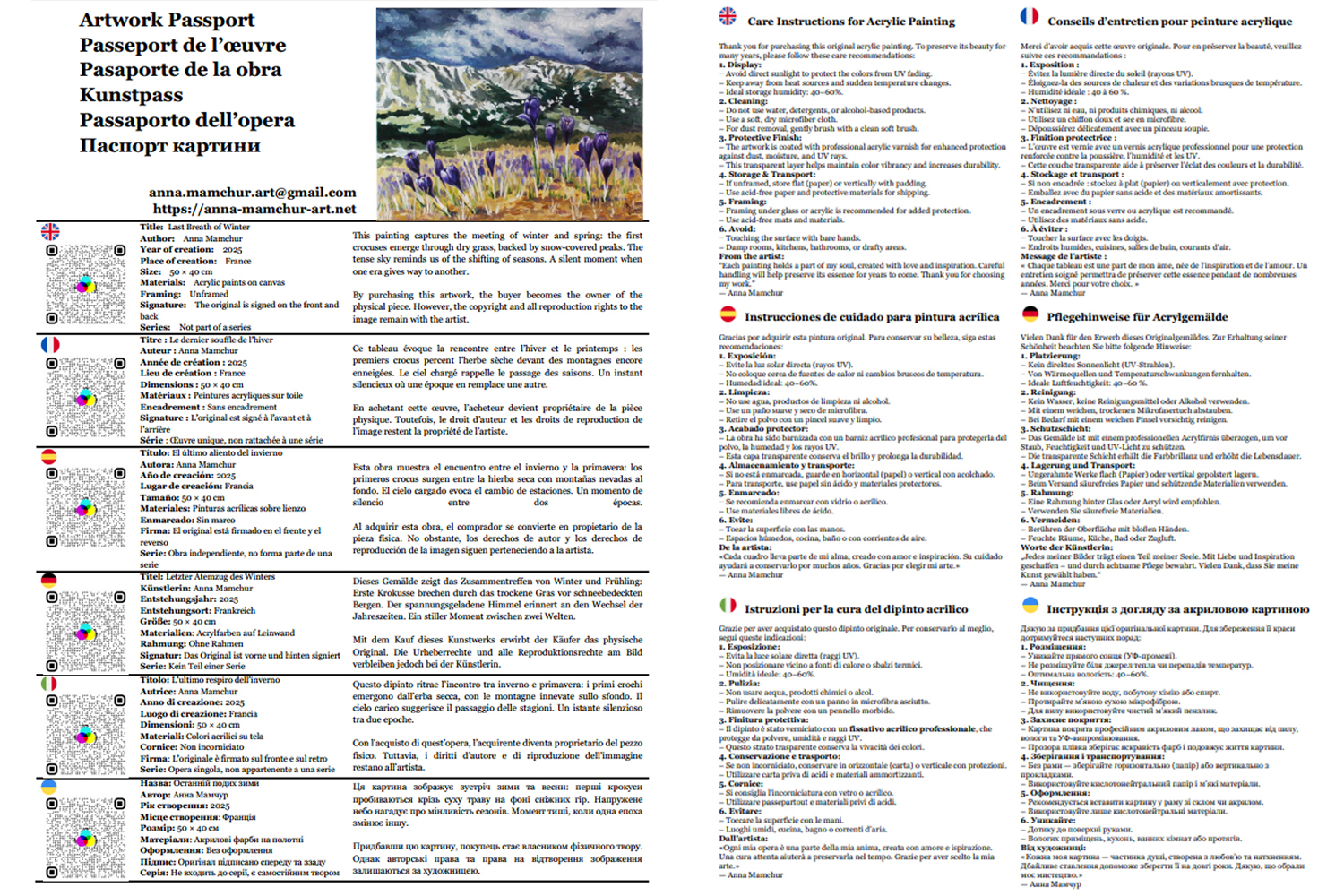 Le dernier souffle de l’hiver — peinture acrylique par Anna Mamchur - passeport de l’œuvre