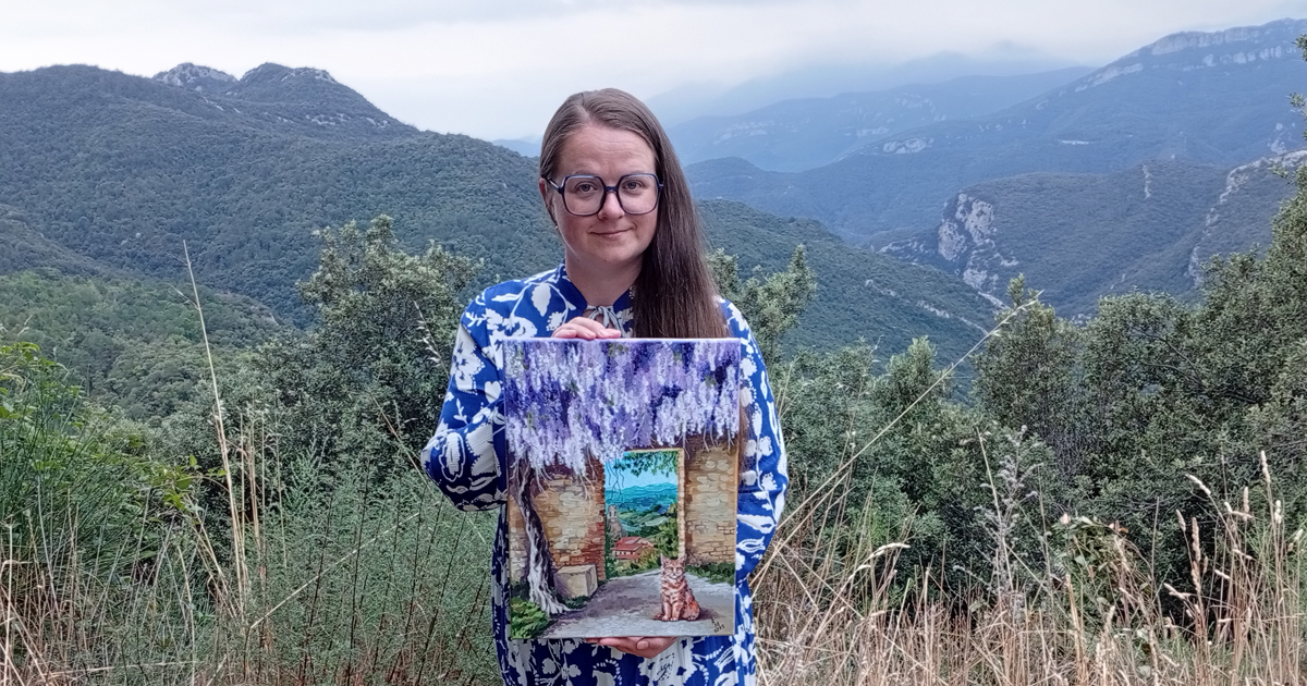 Sous la glycine — Peinture acrylique d’Anna Mamchur