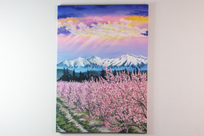 Lueur printanière sur le Canigou — peinture acrylique d'Anna Mamchur