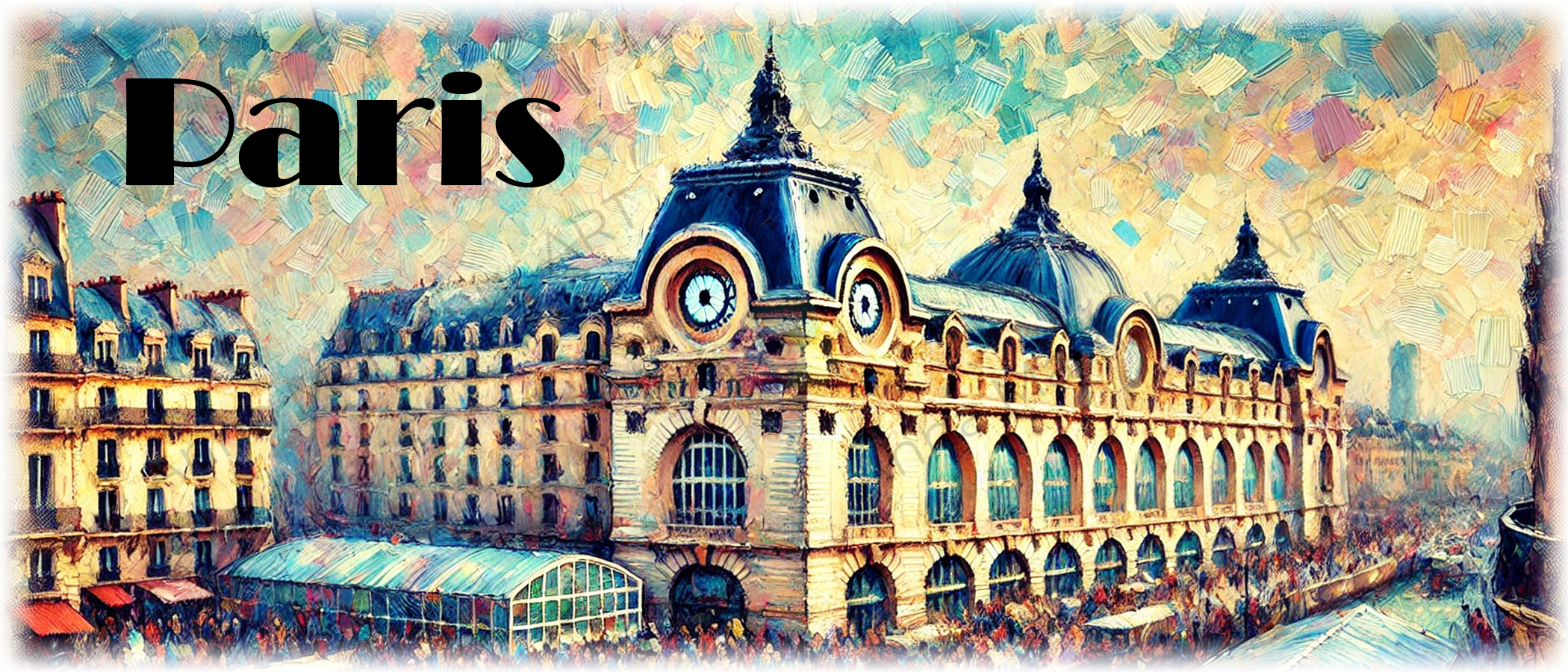 Banner der Tasse mit dem Musée d’Orsay im impressionistischen Stil — 005PAI01M. Originaldesign von Anna Mamchur